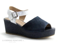 MamZelle PETINA Velours Navy - Acier - CS52T07 - Sandale Compensee