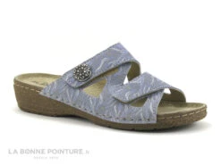 Flex Is PADULA Ceruleo - Mule Femme Cuir Velours Bleu 2 Velcros