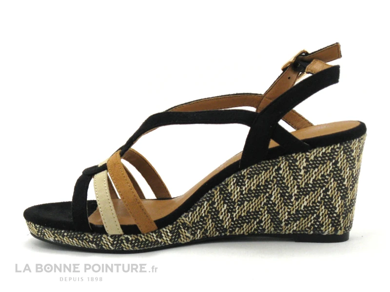 The Divine Factory QL4635 Noir Beige Camel - Sandale Talon Compense 2 The Divine Factory QL4635 Noir Beige Camel - Sandale Talon Compense – Image 2